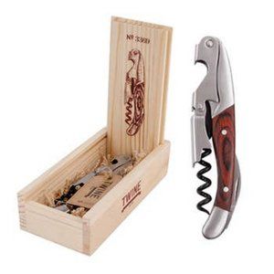 NEW ! !  Twine Wood Handle Double Hinged Corkscrew, Stainless Steel Wine Cutter